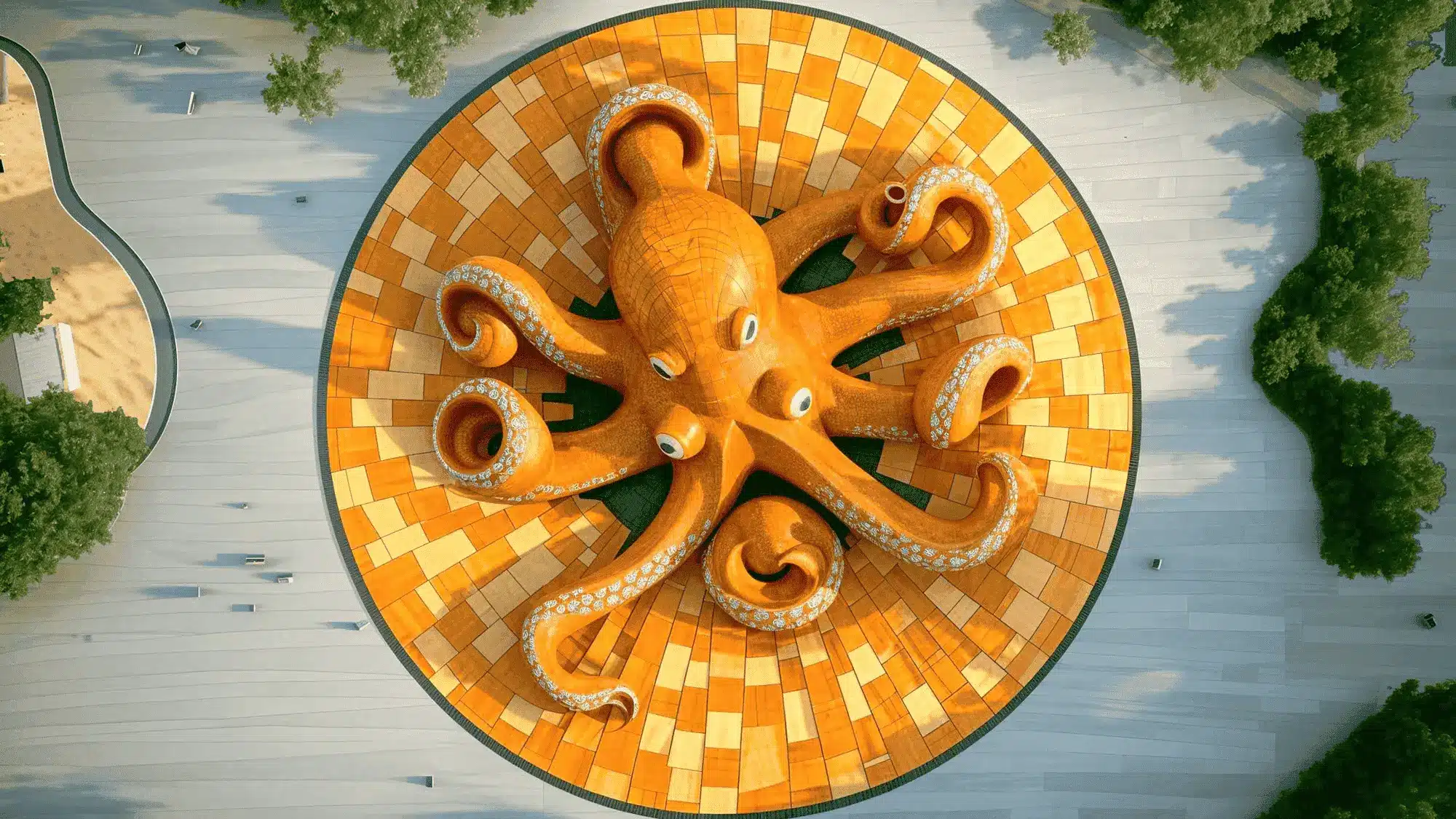 Quang Truong Bach Tuoc Bieu Tuong Nghe Thuat Doc Dao Voi San Mosaic Vang Cam Diem Nhan Van Hoa Bien Day An Tuong